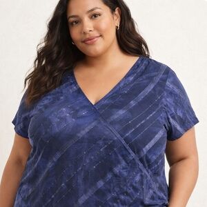 ✨️Free Add On ✨️ Penningtons Purple faux wrap Tie Front Sequins Top, size 1X/2X